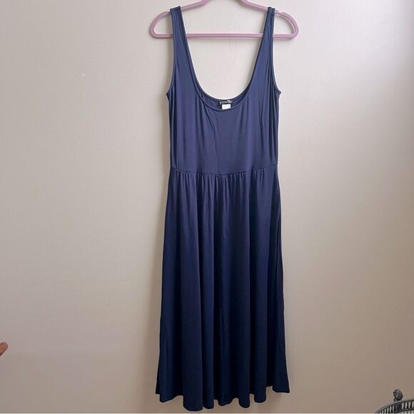 Venus navy blue Fit & Flare Dress sundress  Size Large - Picture 1 of 4